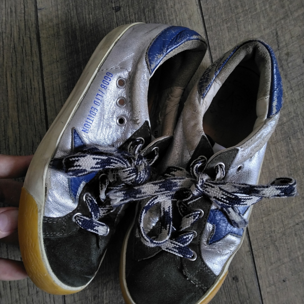 Golden Goose Kids Sneakers  Blue Silver With Star